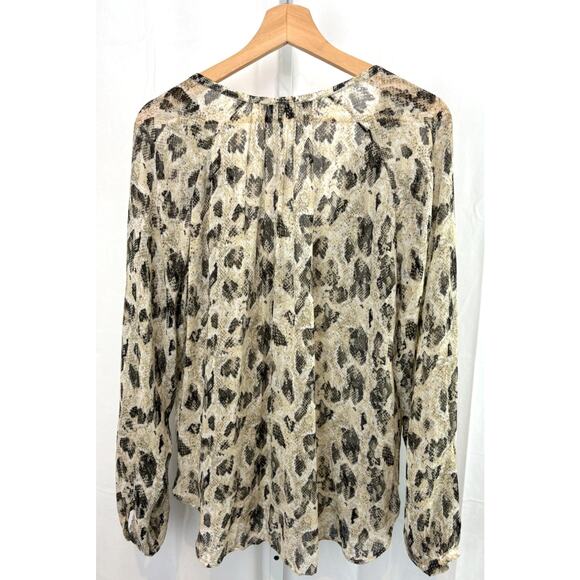 RAG & BONE Size M Yuni Printed Blouse Long Sleeve Sheer Top Animal Print - Picture 2 of 12